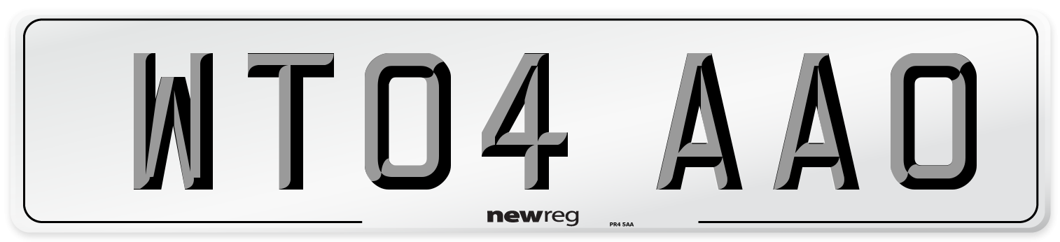 WT04 AAO Number Plate from New Reg